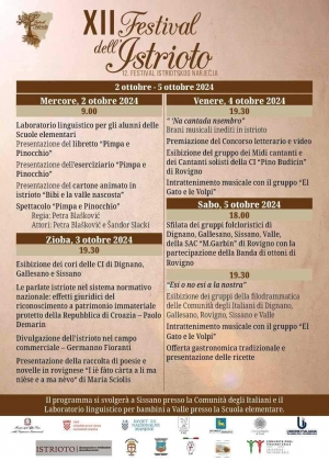 Il programma del XII Festival dell'Istrioto